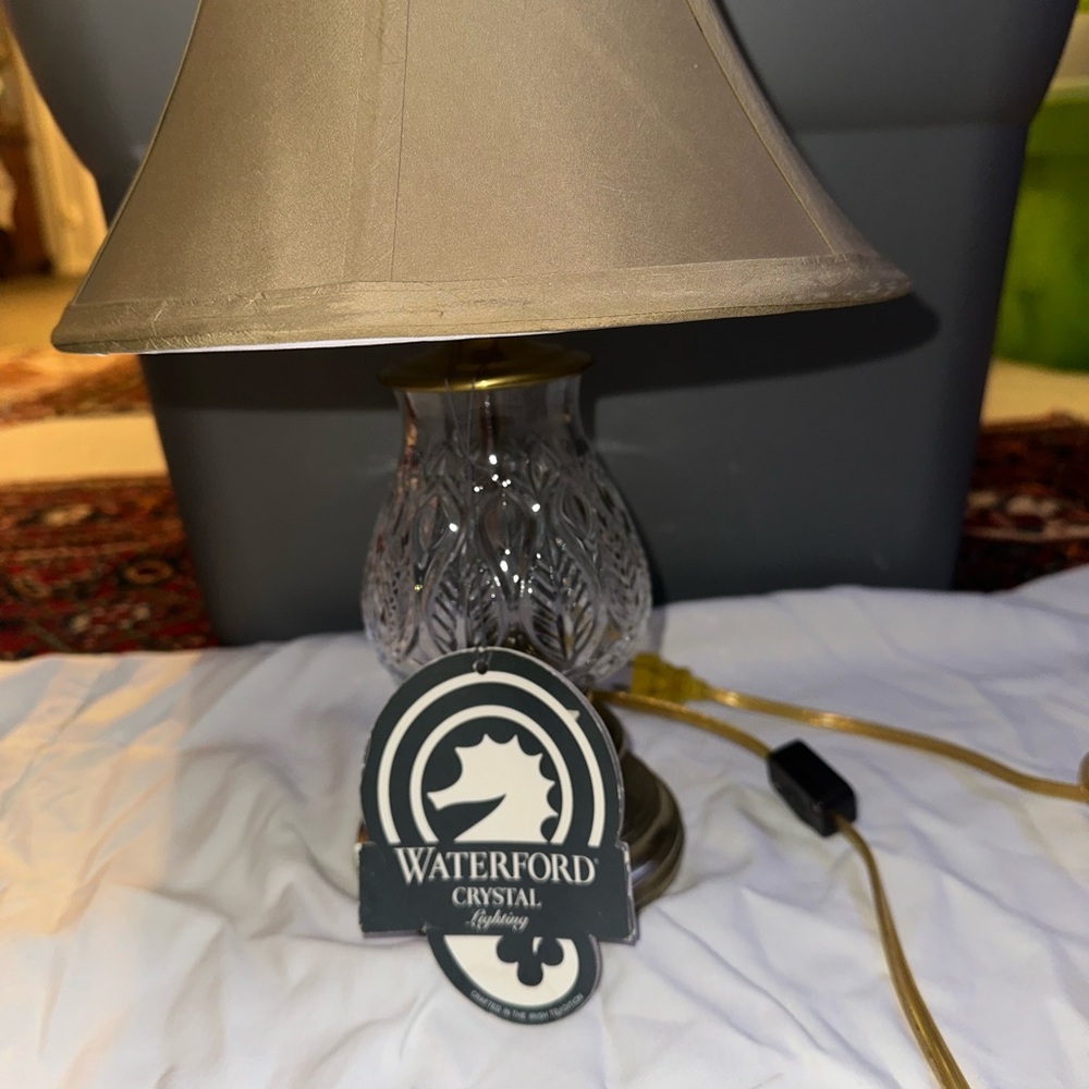 Waterford Crystal Lamp with Gold and Tan Accents
